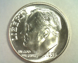 1955 Roosevelt Dime Choice Uncirculated / Gem+ Ch Unc. / Gem+ Nice Original Coin - $7.50