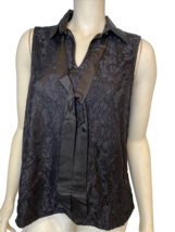 NWT Alex &amp; Parker Black Lace Collared Sleeveless V Neck Top Size M - $35.14