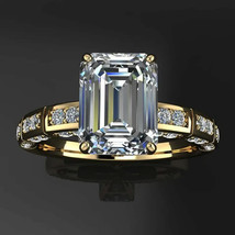 3.50 Ct Emerald Cut Moissanite 925 Sterling Silver Solitaire Engagement Ring - £129.75 GBP