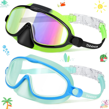 2Pcs Kids-Swim-Goggles with Nose Cover Swimming Diving Mask Wide View Anti Fog - £24.47 GBP
