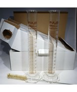 Set of 2 ULAB 250ml Measuring Cylinders Spout Brush Borosilicate Glass H... - £29.53 GBP
