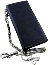 Real Leather Mens Biker Card/Money Long Wallet Purse W/Jeans Key Chain - £28.03 GBP