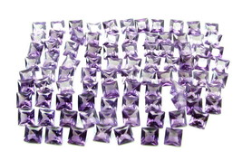 Fine Quality 113.7Ct 90pc Lot Purple Cubic Zirconia Square Faceted Gemstones - £34.10 GBP