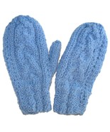 Child's Light Blue Hand Knit Mittens - $11.00