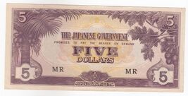 Malaya, 5 Dollars, Japonais Gouvernement Militaire Émission, 1942, XF - $15.98