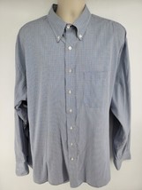 Gitman Bros Men&#39;s Shirt 2XT Blue Long Sleeve Button-up Micro Mini Check - £23.19 GBP