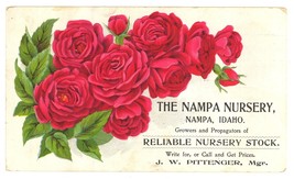 Nampa Nursery Idaho Victorian trade card roses vintage advertising ephemera - £10.94 GBP