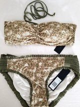 Marc Jacobs Colette Bandeau 2PC Bikini Balsam Tan Floral Swimsuit Sz L,Mnwt - £59.97 GBP