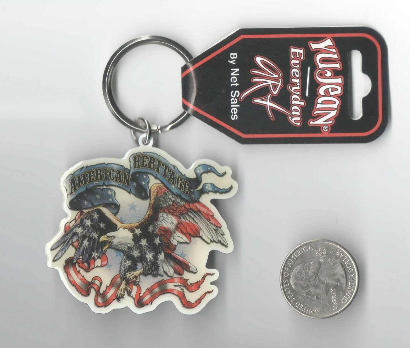 American Heritage Eagle &amp; Stars &amp; Stripes Metal and Enamel Key Ring 2009 - $6.79