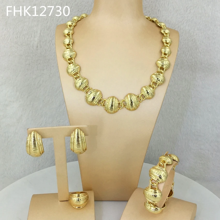 Classy Dubai Gold Jewelry  Fine Jewelry Sets for Women Party FHK12730 - $73.33