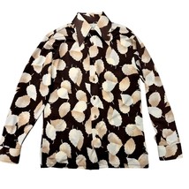 Vtg 70s Sears Mens Shop Kings Road Slinky Disco Shirt Brown/Beige Leaf P... - $77.22