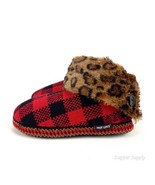 Muk Luks Leopard Print Ankle Slippers Flannel Red Women&#39;s Size Medium 7-8  - £28.06 GBP