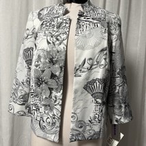 Alia Women&#39;s Blazer White w/ Black &amp; Gray Print Size 10 NWT - £17.77 GBP