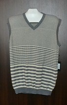 Report collection Design Gray Striped Men&#39;s Cotton Sweater Vest Size  XL... - $30.47