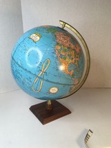 Cram’s Imperial World Globe 12&quot;  Wood Base Stand The George Cram Co Blue... - $14.99