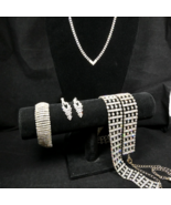 4 Piece Silver Crystal Wedding Jewelry Set - Necklace Bracelet Earrings ... - €29,59 EUR