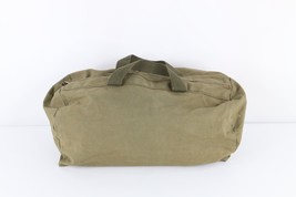 Vintage 40s 50s Distressed Handled Canvas Duffel Bag Gym Bag Military Green USA - £131.85 GBP