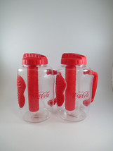 Coca-Cola Set of 2 Clear 75 oz Water Bottles with Handle Ice Stick BPA Free - £14.80 GBP