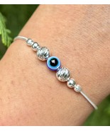 1 Pc 925 Silver Evil Eye Protection Bracelet Nazariya, Snake chain Adjustable - $34.29