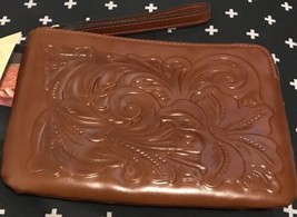 Patricia Nash Cassini Tooled Leather Wristlet - Florence - NWT! Brown - £51.11 GBP