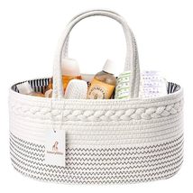 Diaper Caddy Organizer, Large Cotton Rope Nursery Basket Baby Nursery Di... - £25.08 GBP