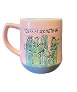 Cactus Coffee Mug You’re Stuck With Me Pink Green Cup Southwest - $8.91