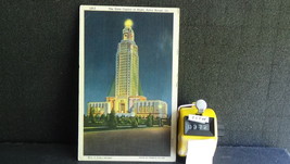 STD Vintage State Capitol at Night Baton Rouge Louisiana Posted 1944 Galveston T - £0.78 GBP
