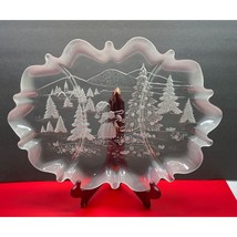 Mikasa Christmas Story Divided Relish Tray Frosted Glass Oval Platter Tree - $22.97