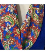 Vintage Robe Evelyn Pearson Corduroy Sz M Long Tie Belt Blue Colorful Co... - $48.88