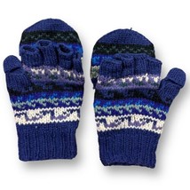 Knitted wool convertible gloves, size M hooded fingered gloves, ethnic m... - $16.82