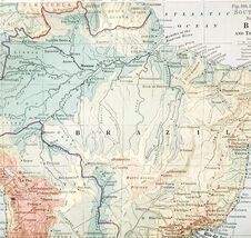 1916 Map South America Political Physical Brazil Amazon River Basin DWSS8 - $248.30 MXN 1916 Map South America Political Physical Brazil Amazon River Basin DWSS8 - $248.30 MXN