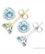 Aqua Cubic Zirconia March Birthstone .925 Sterling Silver Martini Stud E... - €21,47 EUR+