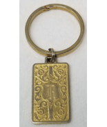 Monogrammed R Letter Capital Keychain Fancy Font Gold Color Metal Vintage - $12.30