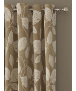Floral Brown and White Linen Curtains With Grommet Header - Set of 2 Curtains - £22.01 GBP - £55.04 GBP