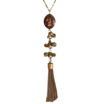 Vintage Unicorn Necklace Cloisonne Double Sided Pendant Long tassel Fairycore - £29.59 GBP