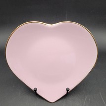 Vintage 1990s Apilco France Pink Heart Shaped Porcelain Candy Bowl w/Gold Trim - £15.49 GBP