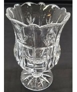 I) Stem Scallop Rim Clear Glass Flower Vase 7&quot; Tall x 4&quot; Wide - £7.77 GBP