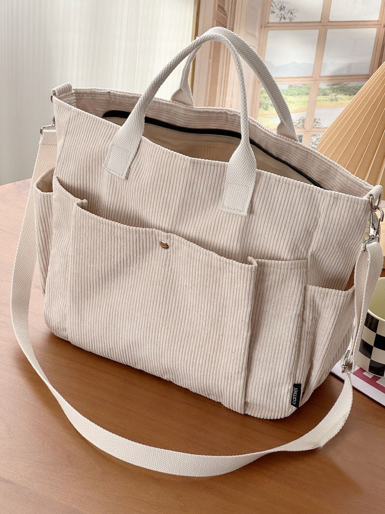 Corduroy Shoulder Bags Simple All-match Commute Totes Student Leisure Ar... - $35.45