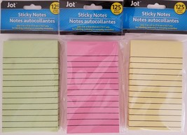Jot Sticky Notes Ruled 3&quot;x5&quot; 125 Sheets/Pad, Select: Green, Pink, Yellow - £2.35 GBP