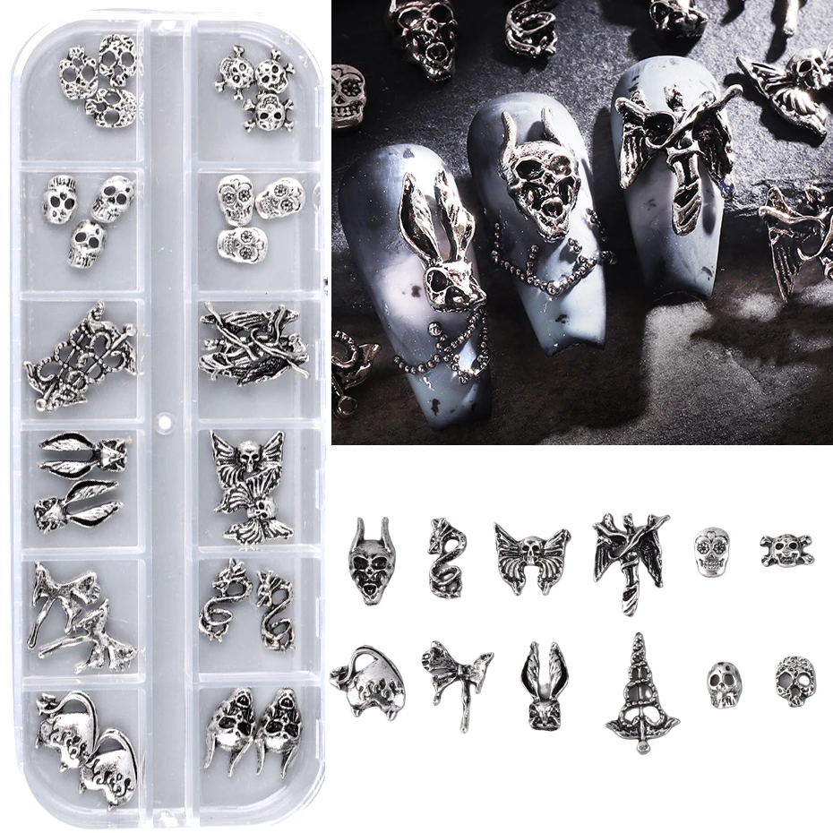 New Punk Gothic Spider Christ Jesus Satan Angel Nail Charms Skull Ghost Alloy 3D - £7.98 GBP+