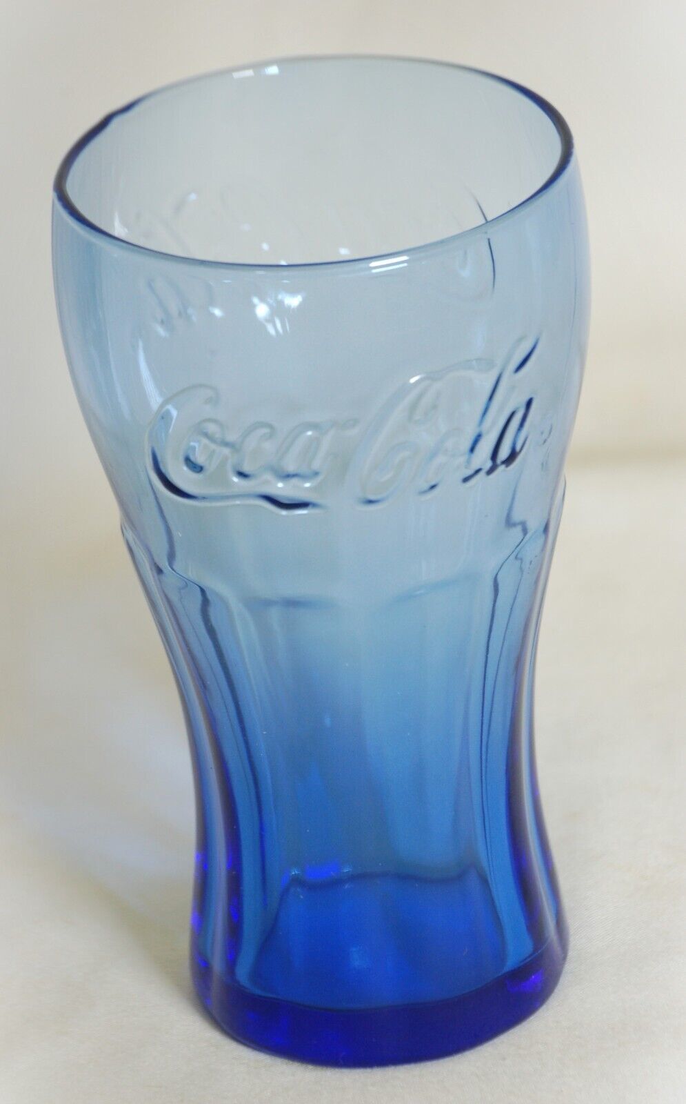 Primary image for Cobalt Blue Libbey Coca Cola Flat Tumbler Glass 16 oz. Embossed Logo