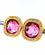 Vintage Swarovski Earrings  Large 3/4 Inch Pink Crystals  Lovely Bridal SAL Mark - £77.67 GBP