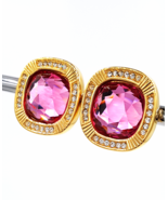 Vintage Swarovski Earrings  Large 3/4 Inch Pink Crystals  Lovely Bridal ... - £78.51 GBP