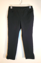 Soft Surroundings Black Pants Sz PM Cotton Stretch Slim Skinny Ankle Zipper - £9.67 GBP