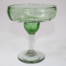 Vintage Hand Blown Margarita Green &amp; Clear Glass Barware Large Margarita Glass  - £1.78 GBP