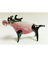 Russian Hand-Blown Art Glass Figurine Moose Elk Amethyst Purple Black - $24.50