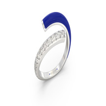 Blue Ceramic &amp; Lab Grown Diamond Accented Open Ring in Sterling Silver - Size 7 - $315.00