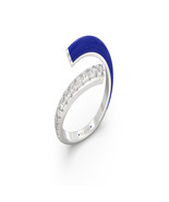 Blue Ceramic &amp; Lab Grown Diamond Accented Open Ring in Sterling Silver -... - $315.00