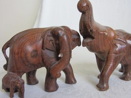 Lot of 10 Vtg Elephant Figurines Carved Wood w Baby Brass Green Gold - £39.55 GBP