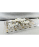 Vtg Georges Briard Gold Glass Serving Tray + 1 Small Dish MCM Entertaini... - $63.66 CAD